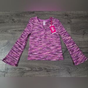 Girls Justice Purple Space Dye Flare Sleeve Top Size 10 NWT